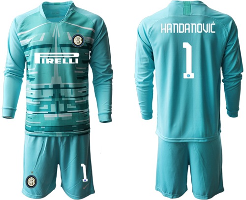 Inter Milan #1 Handanovic Light Blue Goalkeeper Long Sleeves Soccer Club Jersey