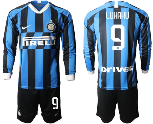 Inter Milan #9 Lukaku Home Long Sleeves Soccer Club Jersey