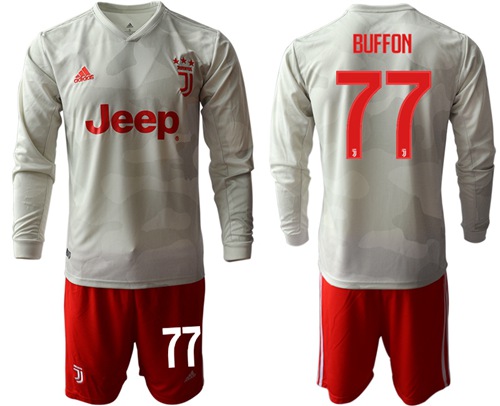 Juventus #77 Buffon Away Long Sleeves Soccer Club Jersey