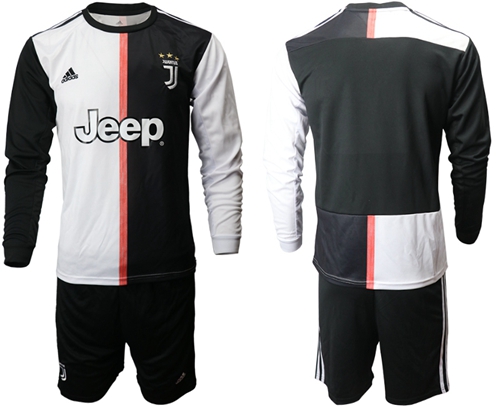 Juventus Blank Home Long Sleeves Soccer Club Jersey
