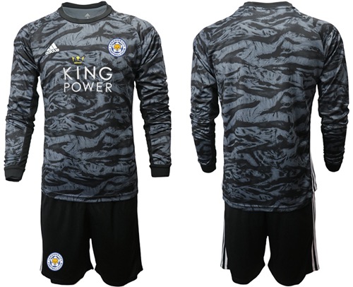 Leicester City Blank Black Goalkeeper Long Sleeves Soccer Club Jersey