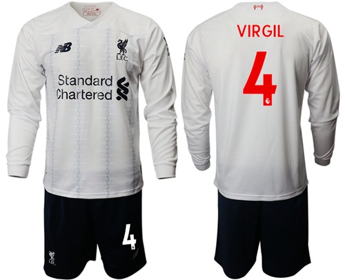 Liverpool #4 Virgil Away Long Sleeves Soccer Club Jersey