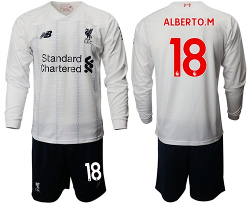 Liverpool #18 Alberto.M Away Long Sleeves Soccer Club Jersey