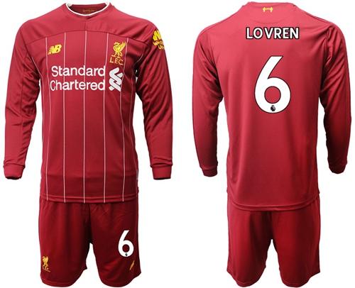 Liverpool #6 Lovren Home Long Sleeves Soccer Club Jersey