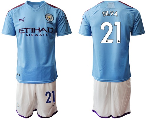 Manchester City #21 Silva Home Soccer Club Jersey