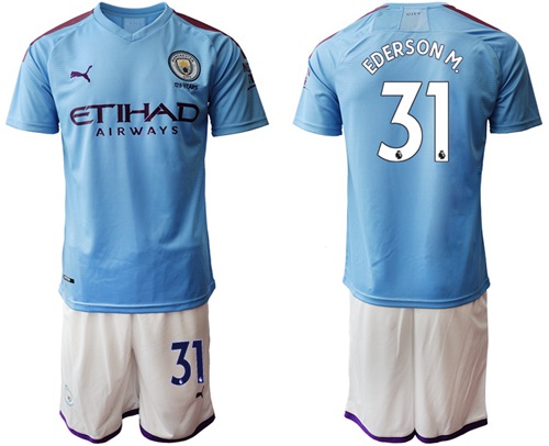 Manchester City #31 Ederson M. Home Soccer Club Jersey