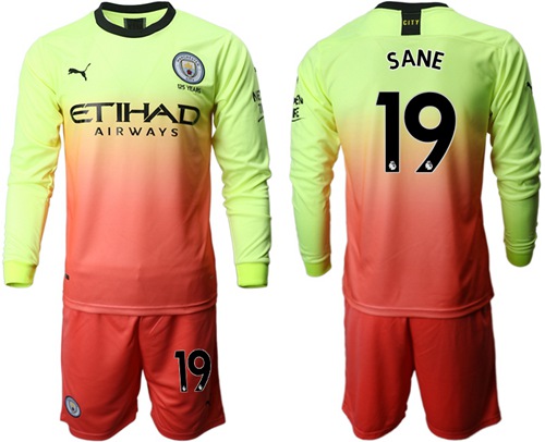 Manchester City #19 Sane Third Long Sleeves Soccer Club Jersey
