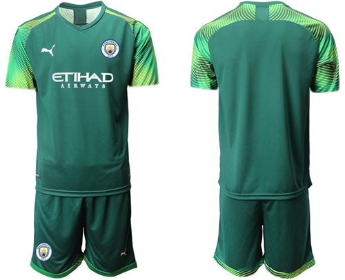 Manchester City Blank Army Green Goalkeeper Soccer Club Jersey