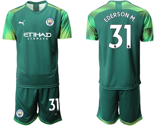 Manchester City #31 Ederson M. Army Green Goalkeeper Soccer Club Jersey