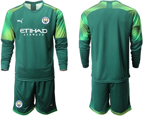 Manchester City Blank Army Green Goalkeeper Long Sleeves Soccer Club Jersey