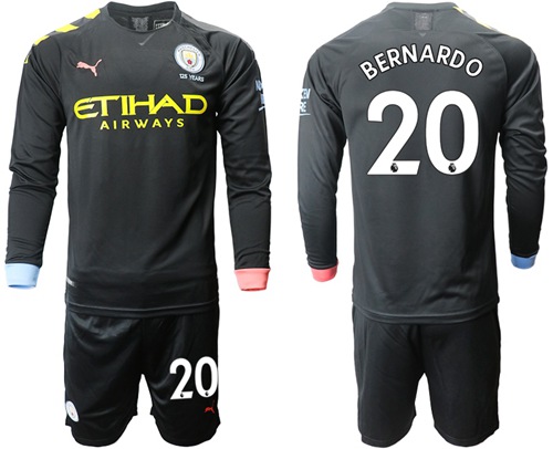 Manchester City #20 Bernardo Away Long Sleeves Soccer Club Jersey