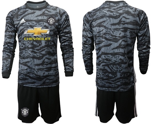Manchester United Blank Black Goalkeeper Long Sleeves Soccer Club Jersey