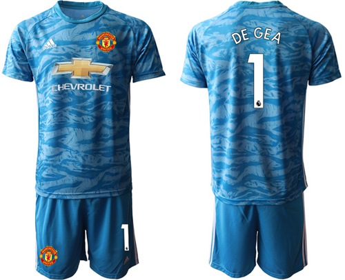 Manchester United #1 De Gea Light Blue Goalkeeper Soccer Club Jersey
