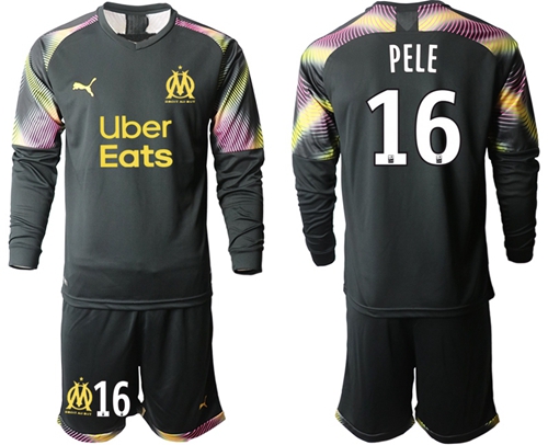 Marseille #16 Pele Black Goalkeeper Long Sleeves Soccer Club Jersey