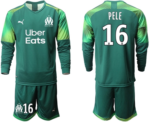 Marseille #16 Pele Army Green Goalkeeper Long Sleeves Soccer Club Jersey