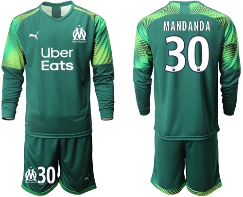 Marseille #30 Mandanda Army Green Goalkeeper Long Sleeves Soccer Club Jersey