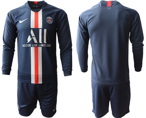 Paris Saint-Germain Blank Home Long Sleeves Soccer Club Jersey