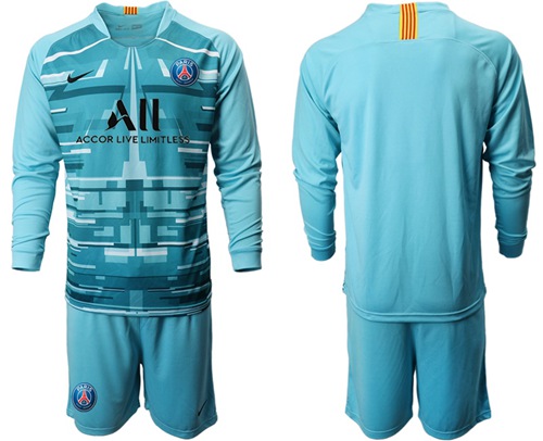 Paris Saint-Germain Blank Light Blue Goalkeeper Long Sleeves Soccer Club Jersey