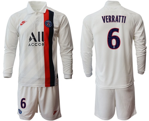 Paris Saint-Germain #6 Verratti Away Long Sleeves Soccer Club Jersey