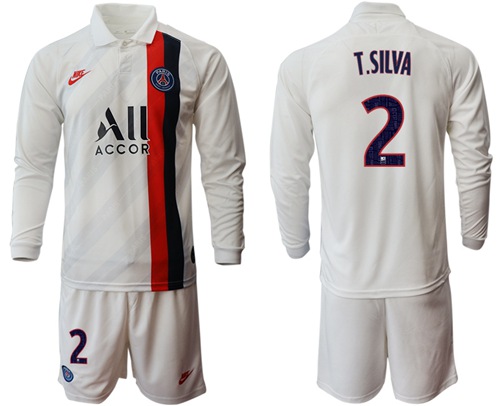 Paris Saint-Germain #2 T.Silva Away Long Sleeves Soccer Club Jersey