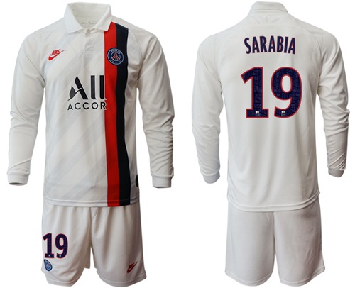 Paris Saint-Germain #19 Sarabia Away Long Sleeves Soccer Club Jersey