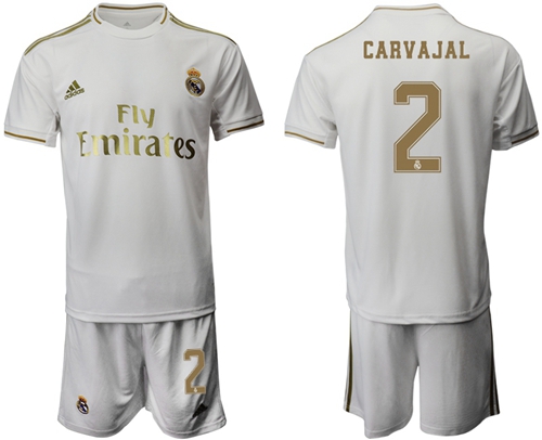 Real Madrid #2 Carvajal White Home Soccer Club Jersey