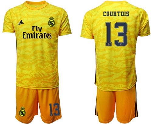 Real Madrid #13 Courtois Yellow Goalkeeper Soccer Club Jersey