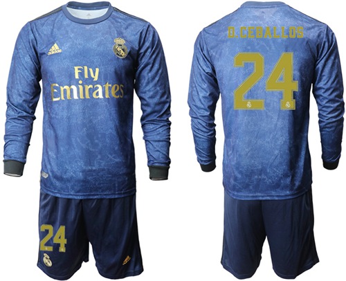 Real Madrid #24 D.Ceballos Away Long Sleeves Soccer Club Jersey