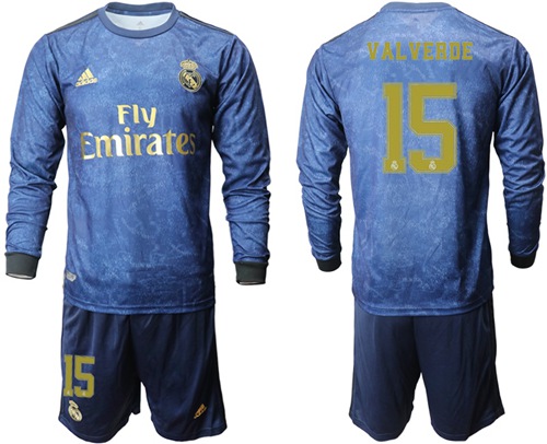 Real Madrid #15 Valverde Away Long Sleeves Soccer Club Jersey