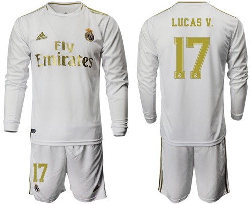 Real Madrid #17 Lucas V. White Home Long Sleeves Soccer Club Jersey