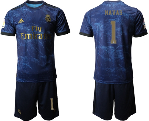 Real Madrid #1 Navas Dark Blue Soccer Club Jersey