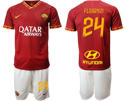 Roma #24 Florenzi Red Home Soccer Club Jersey