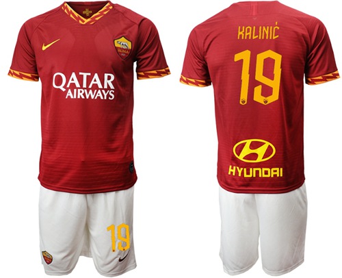 Roma #19 Kalinic Red Home Soccer Club Jersey
