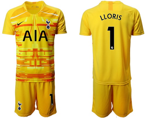 Tottenham Hotspur #1 Lloris Yellow Goalkeeper Soccer Club Jersey