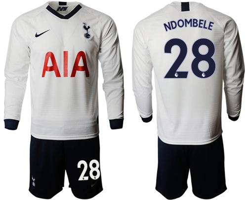 Tottenham Hotspur #28 Ndombele Home Long Sleeves Soccer Club Jersey