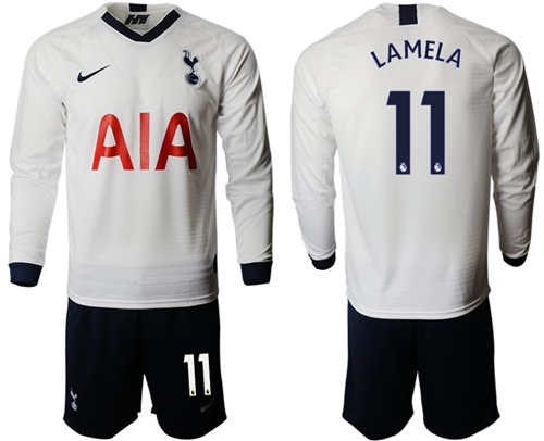 Tottenham Hotspur #11 Lamela Home Long Sleeves Soccer Club Jersey