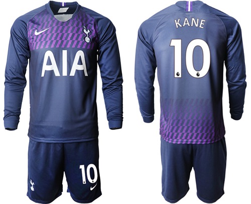 Tottenham Hotspur #10 Kane Away Long Sleeves Soccer Club Jersey