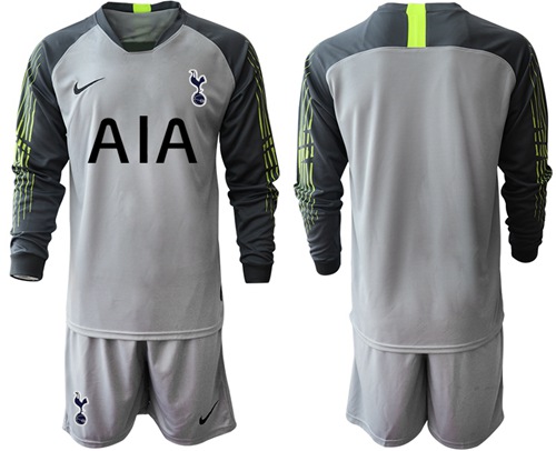 Tottenham Hotspur Blank Grey Goalkeeper Long Sleeves Soccer Club Jersey