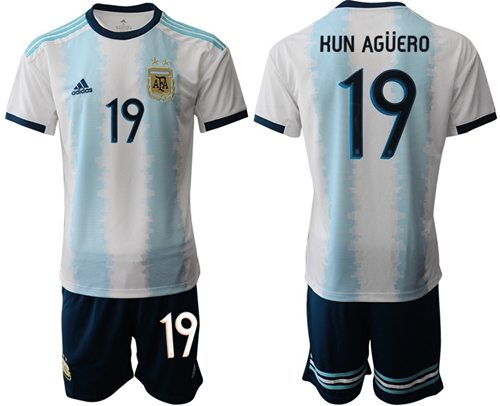 Argentina #9 Kun Aguero Home Soccer Country Jersey