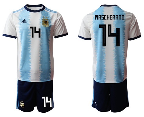 Argentina #14 Mascherano Home Soccer Country Jersey