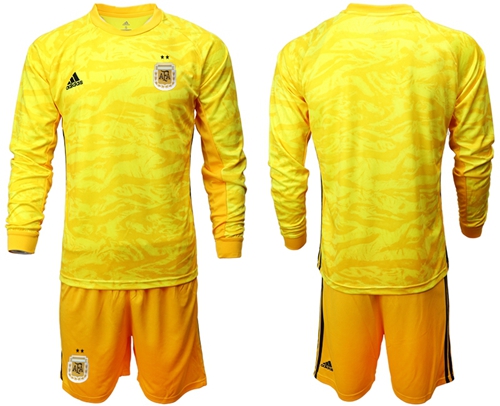 Argentina Blank Yellow Long Sleeves Goalkeeper Soccer Country Jersey