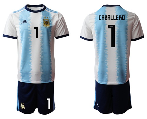 Argentina #1 Caballero Home Soccer Country Jersey