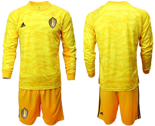 Belgium Blank Yellow Long Sleeves Goalkeeper Soccer Country Jersey