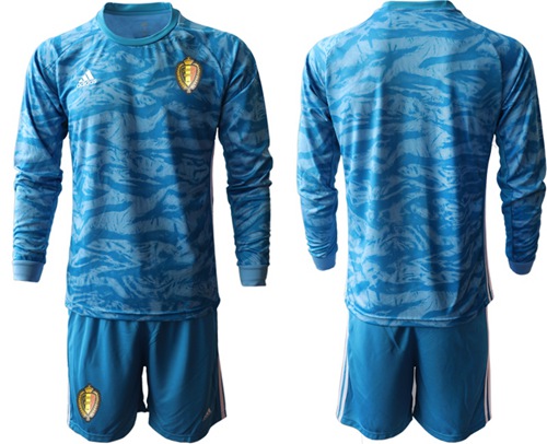 Belgium Blank Blue Long Sleeves Goalkeeper Soccer Country Jersey