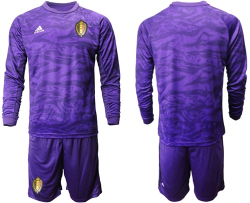 Belgium Blank Purple Long Sleeves Goalkeeper Soccer Country Jersey