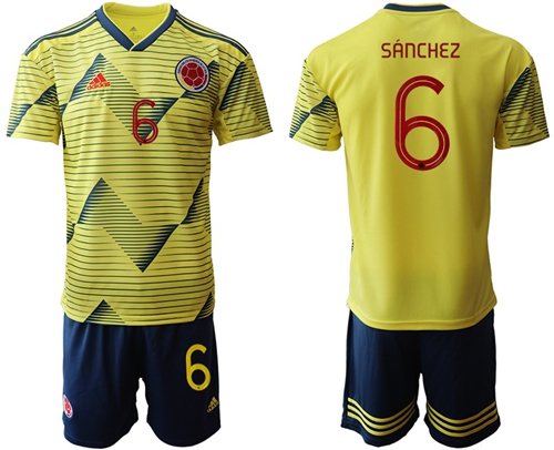 Colombia #6 Sanchez Home Soccer Country Jersey