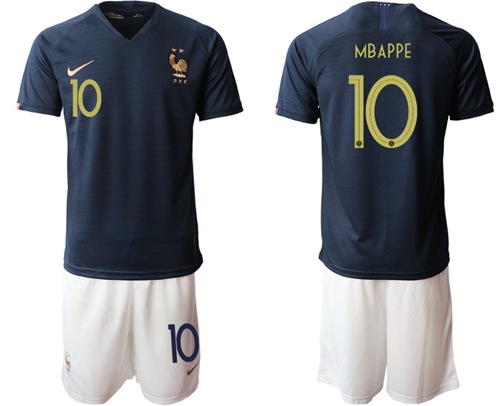 France #10 Mbappe Home Soccer Country Jersey