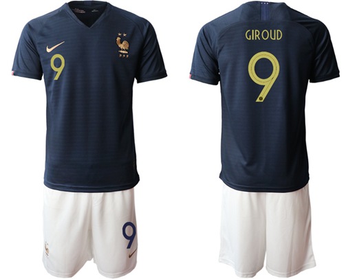 France #9 Giroud Home Soccer Country Jersey