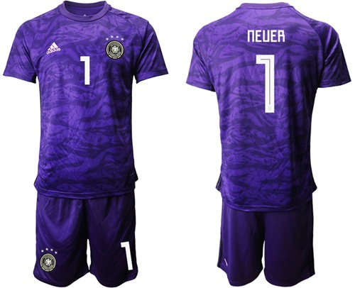 Germany #1 Neuer Purple Goalkeeper Soccer Country Jersey
