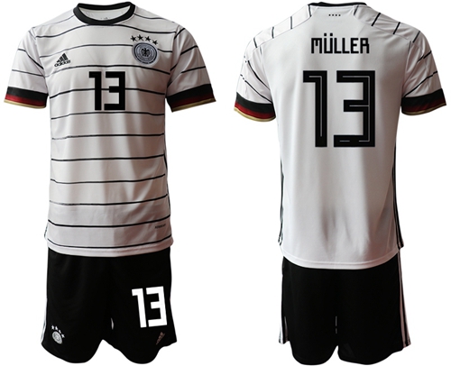 Germany #13 Muller White Home Soccer Country Jersey
